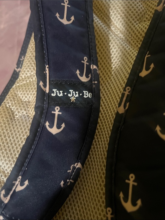 Ju-Ju-Be Navy Diaper Backpack with Pink Anchor Print and Gold Hardware main image 8